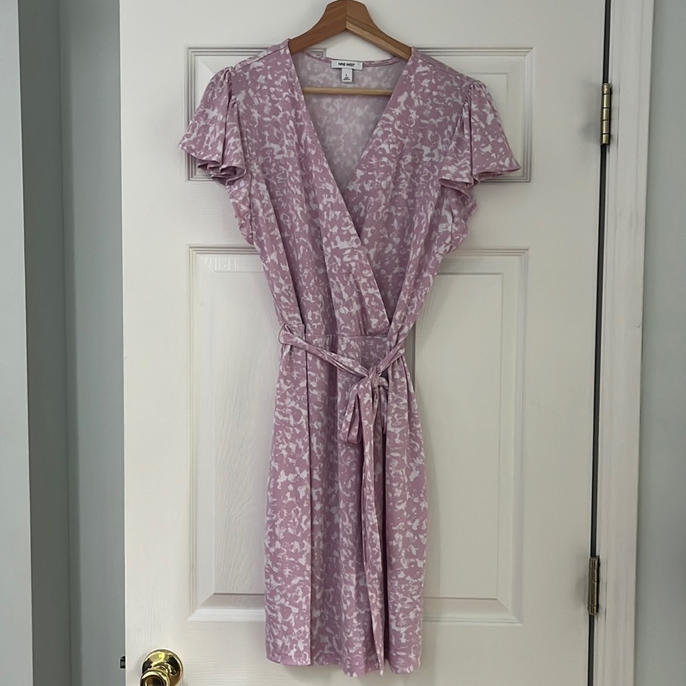 Nine West Flutter Sleeve Tie Dress